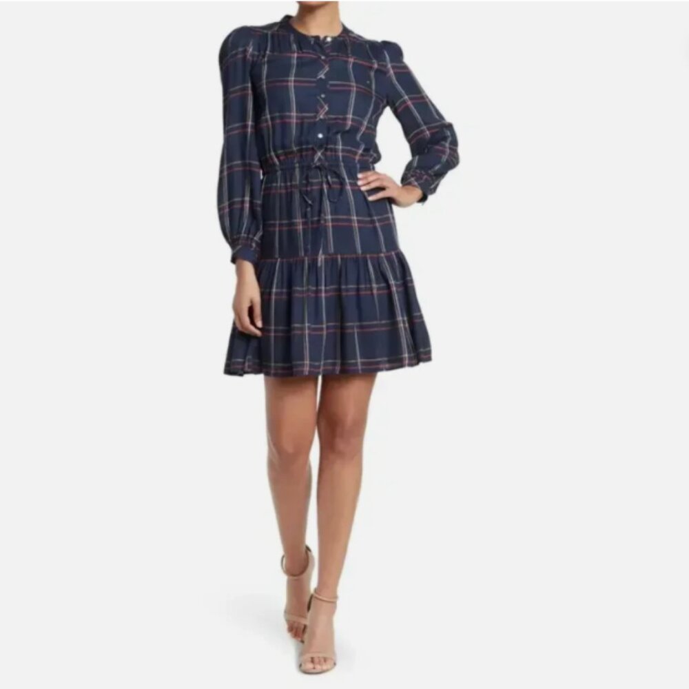 Tommy Hilfiger Women's Size 12 Long Sleeve Kensington Rayon Plaid Dress